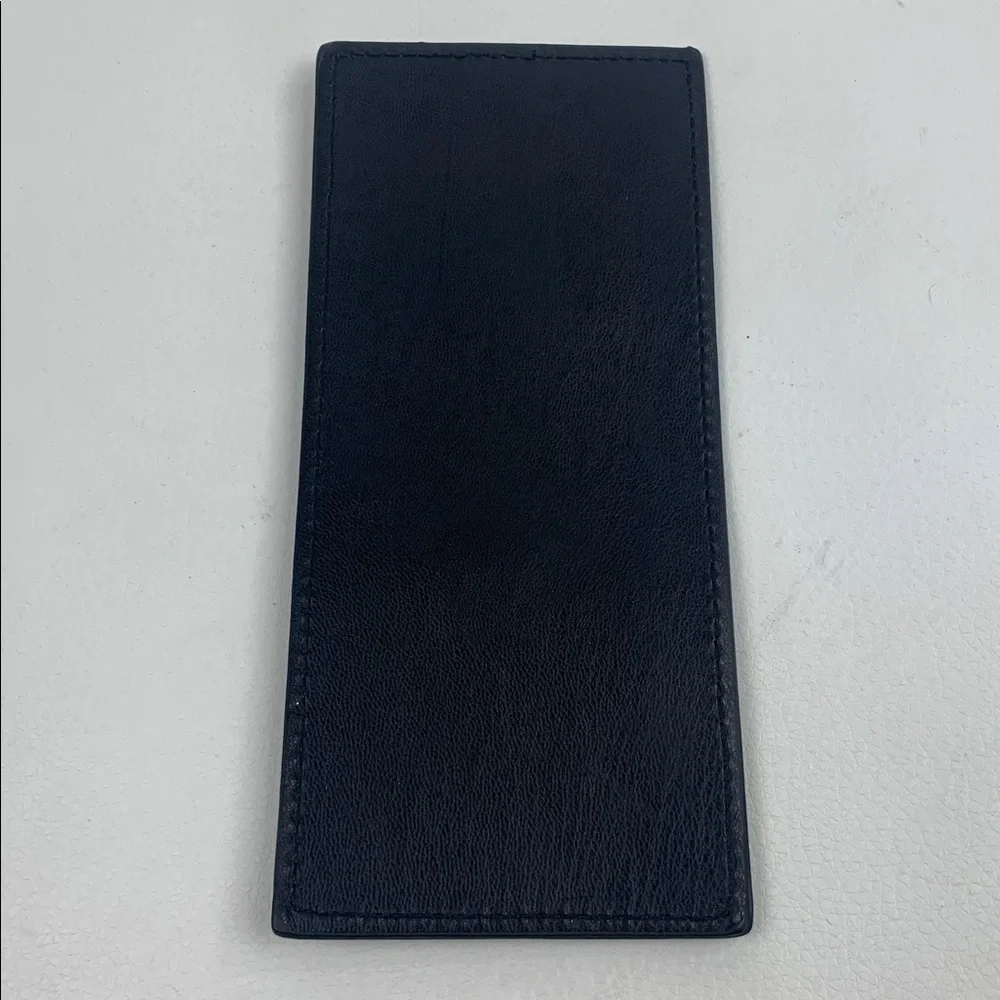 Badgley Mischka black Leather Slim Card holder wallet & Gold button Accent NEW